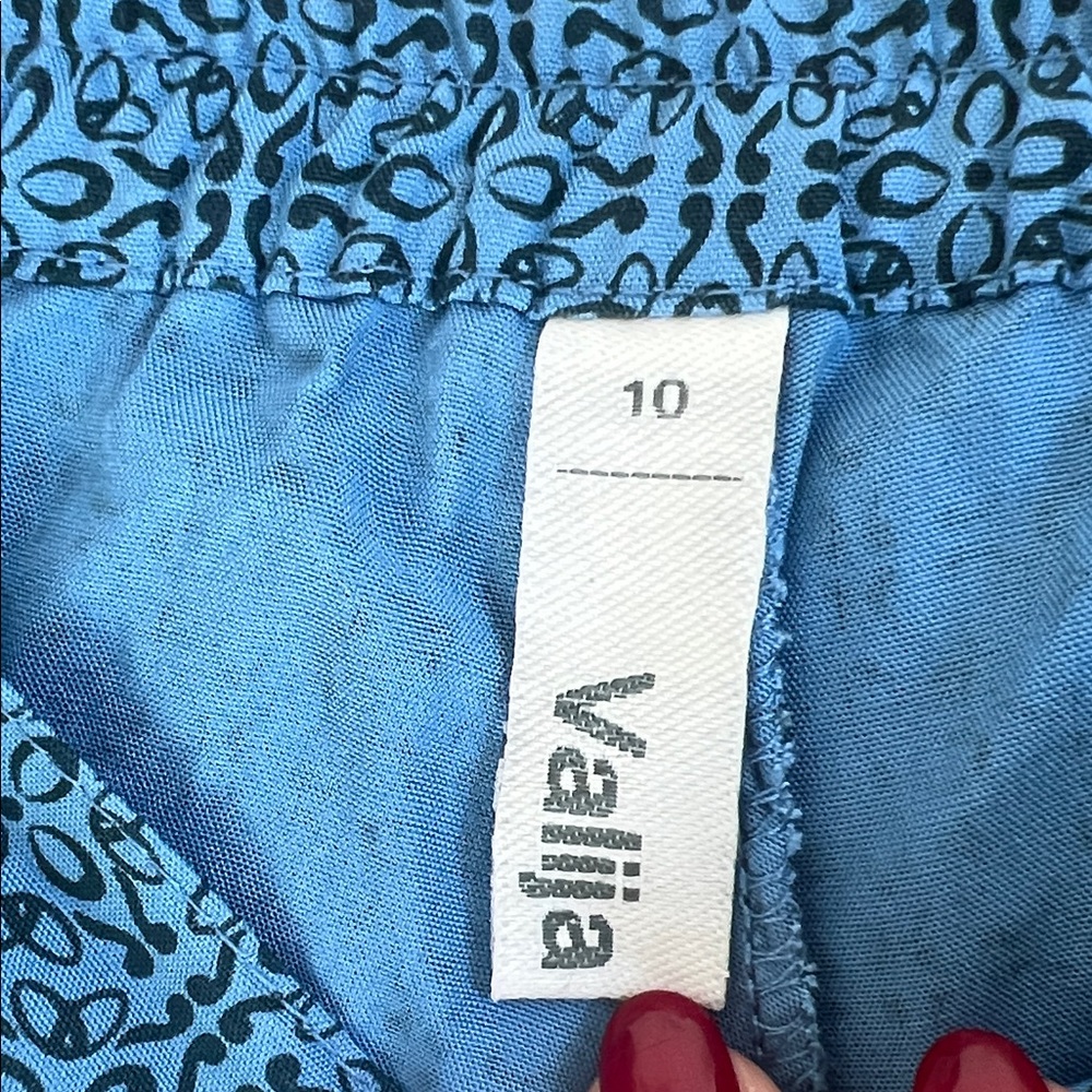 Blue Patterned High-Waste Wide-Leg Pants - Picture 2 of 3